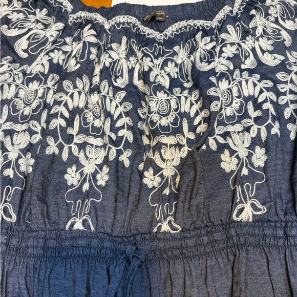 Navy Blue Embroidered Maxi Dress - Picture 9 of 10